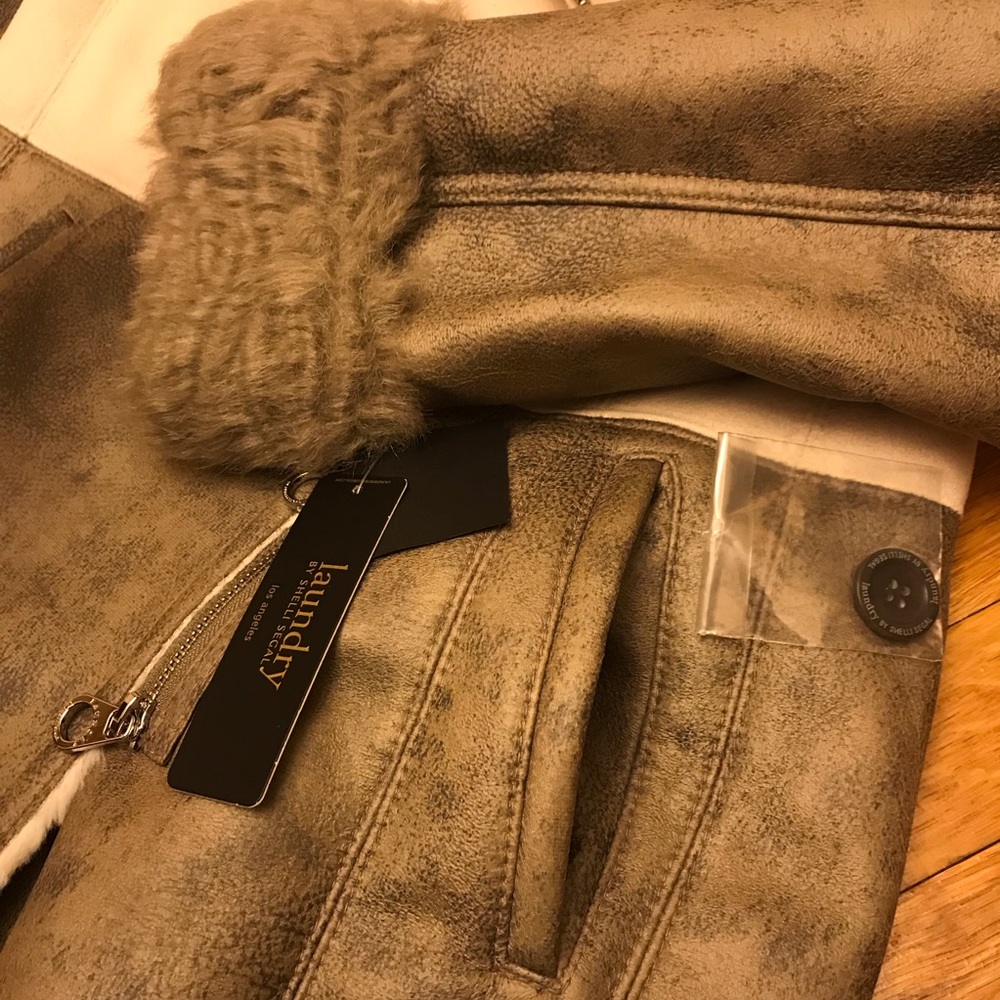 Laundry by Shelli Segal Faux Suede Coat ivory,NWOT - Picture 6 of 8